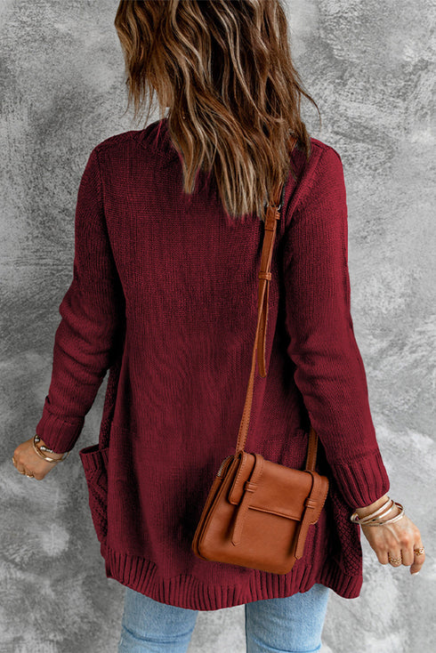 Front Pocket And Buttons Closure Cardigan